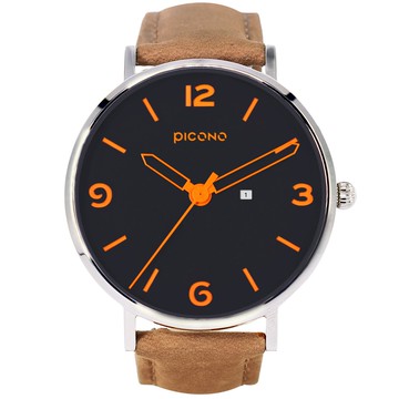 PICONO Teen系列簡約撞色設計瘋馬真皮錶帶中性錶 / AR-6701