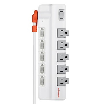 群加PowerSync 6開5插防雷擊抗搖擺旋轉延長線/TR5X9118/白色/1.8M/條