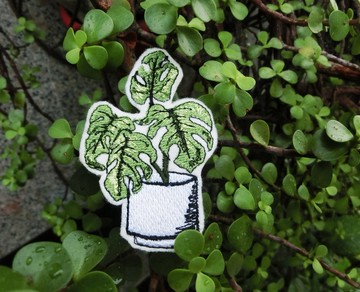 觀葉 刺繡別針 /刺繡貼(1個) __ 植物、聖誕禮物、插畫、免運