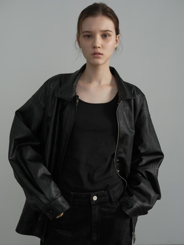 OVERSIZED LEATHER JUMPER_BLACK