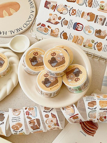 奶油鼠法式野餐3公分特殊油墨和紙膠帶附離型紙