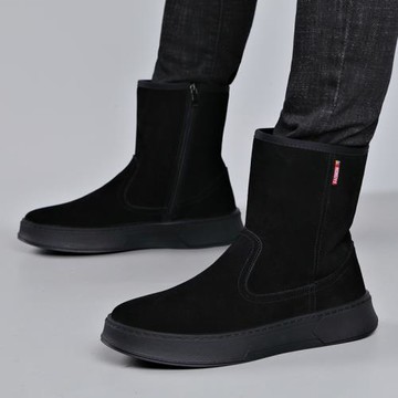 冬季雪地靴男加絨保暖加厚中筒東北戶外羊毛防水防滑高幫棉鞋外穿