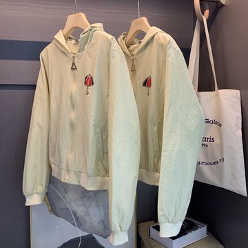 連帽外套女短款夏季新款S-6簡約寬松百搭長袖夾克風衣棒球服