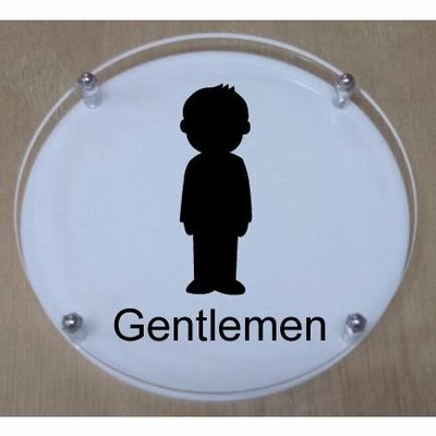 トイレマーク　二層式(W式) 丸型 【透明】 10cm　  トイレプレート 　お手洗い化粧室看板サイン