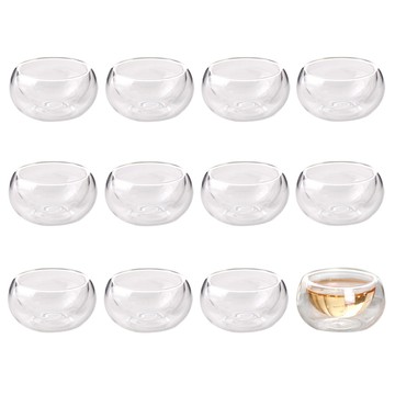 TEAUS 雙層玻璃茶杯 中號 45ml TN-50  12個  透明色