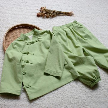 棉麻中國風兒童唐裝漢服雙層外套套裝春秋國學民族風禮服中式女童