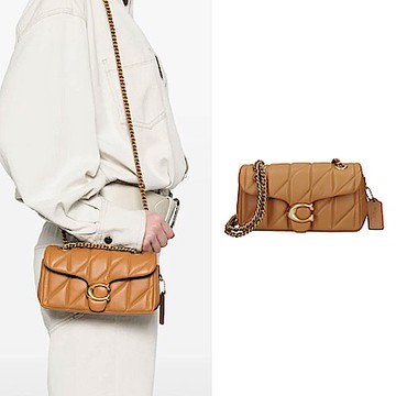 COACH專櫃款TABBY 20 絎縫設計單肩/斜背包(焦糖棕色)