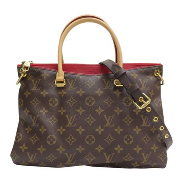 【二手名牌BRAND OFF】LOUIS VUITTON LV 路易威登 棕色 紅色 原花 帆布 PALLAS 兩用包 M41175