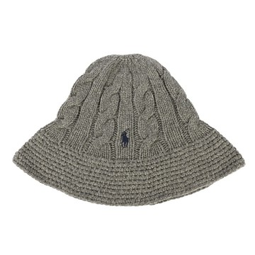 POLO Ralph Lauren小馬羊毛混紡麻花針織漁夫帽(灰色)780984-030｜GoBrand購名牌