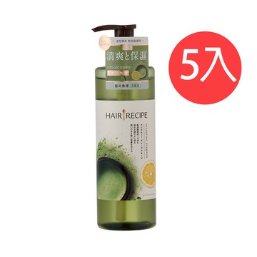 【Hair recipe髮的食譜】綠茶柚子淨油保濕水感洗髮露530ml 5入組