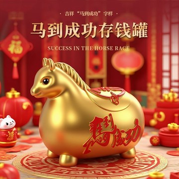 存錢罐$‌台灣出貨  存錢罐大容量新款只進不出馬年男孩女孩兒童可進可出儲蓄罐箱擺件