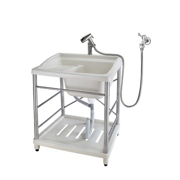 LOMOS 大型塑鋼洗衣槽 不鏽鋼腳架 附二段沖洗組 F72S-A11