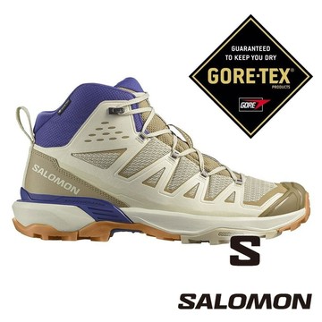 【SALOMON 法國】男中筒登山鞋GT X ULTRA 360 EDGE『沙白/棕/藍』473781 戶外 露營 登山 健行 休閒 時尚 登山鞋 Gore-tex