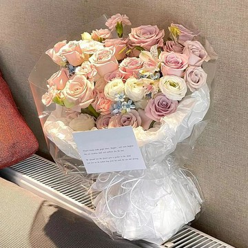 ❀【花中世界】❀永生花仿真香皂花粉荔枝奶油玫瑰花束送閨蜜女朋友生日禮物情人節
