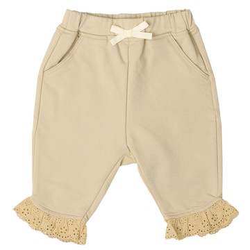 akachan honpo - 7分褲-褲腳蕾絲-淺卡其色