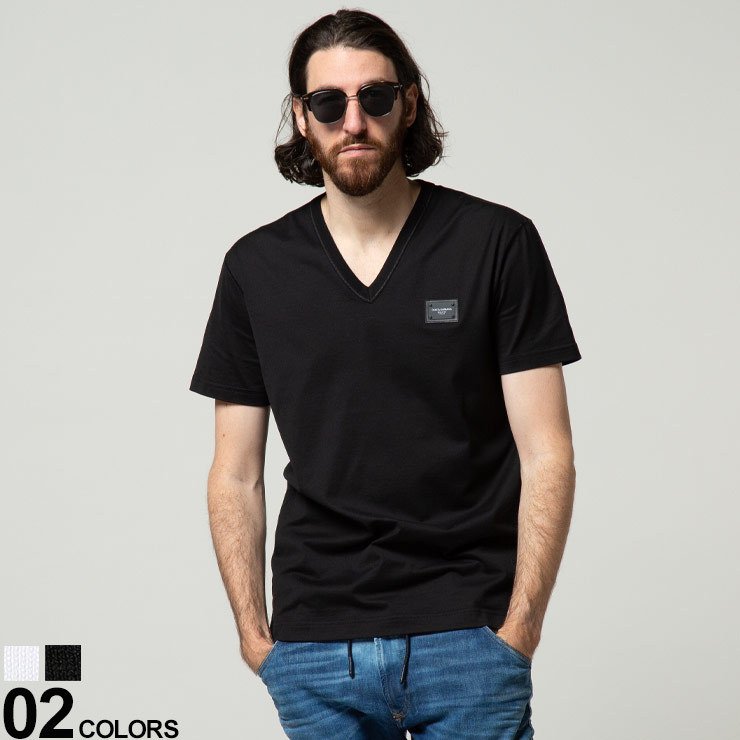 ドルチェ&ガッバーナ Tシャツ メンズ DOLCE&GABBANA ロゴプレート V 