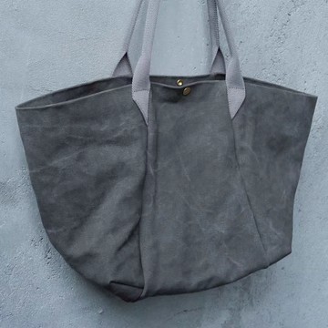 帆布皮革拼接大容量通勤托特包090842