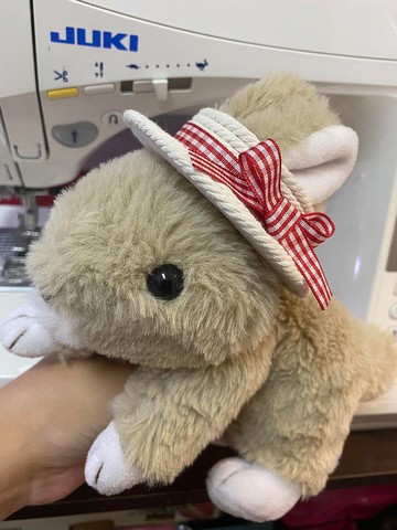 Q2-手工寵物生日帽子寵物髮飾頭套兔兔牽繩衣配件兔子花圈-仿草帽