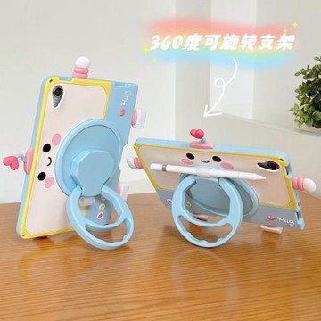 兒童卡通360旋轉iPad Air2保護套mini6平板殼pro11帶筆槽10十代9適用蘋果air5硅膠套3迷你4防摔2022新款7軟殼