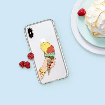 iPhone 14/14Pro/13/12/11/SE3 冰淇淋戀曲 透明耐衝擊防摔手機殼