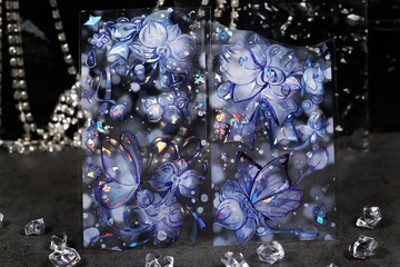 流瀲紫 ちょう結び 復古紫色系花卉 PET 和紙膠帶 貝殼光 10米卷