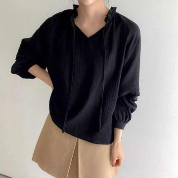 正韓女上衣 特拉棉長袖襯衫STP1079-創翊韓都