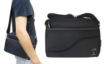 肩側包小容量二層主袋+外袋共四層usb外接+內線肩背可斜側背防水尼龍布+皮革材質