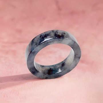 冰烏雞翡翠角戒戒指戒圈 | 國際14圍 | 天然緬甸玉翡翠A貨 | 送禮