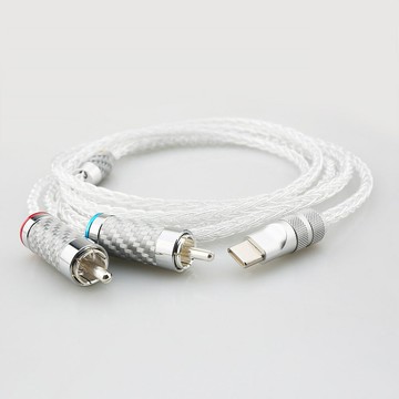 音頻線 音源線 喇叭線 發燒級純銀Type c轉雙蓮花音頻線一分二安卓手機轉2RCA功放音響線