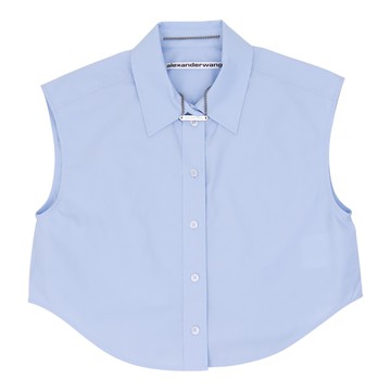 alexanderwang Logo名牌藍色紐扣襯衫