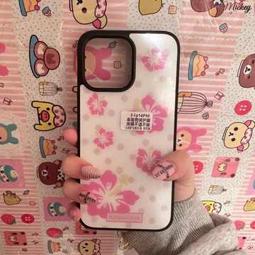 韓系ins小眾適用波點花朵iPhone16黑框15promax蘋果14/13手機殼12