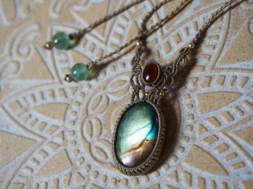 | MC | 原創設計天然拉長石石榴石項鏈