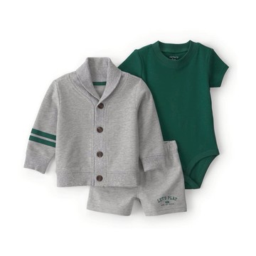 【Carter’s】宴會小紳士 3件組套裝(外套/包屁衣/短褲) | 官方授權 小外套 三件組 週歲生日禮首選