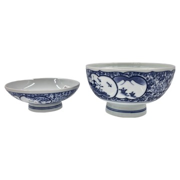 附蓋盅 Set 陶瓷材質 日本產  藍染山水  1組