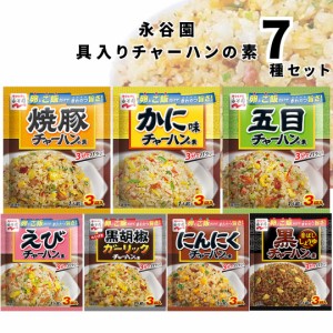 チャーハンの素 送料無料 永谷園 具入り 炒飯の素 7種セット えび 海老 カニ 蟹 焼豚 にんにく ガーリック 胡椒 黒チャーハン 即席 簡単