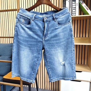 撤柜剪標 男士牛仔短褲男五分褲 夏季薄款直筒男褲 水洗磨白 柔軟