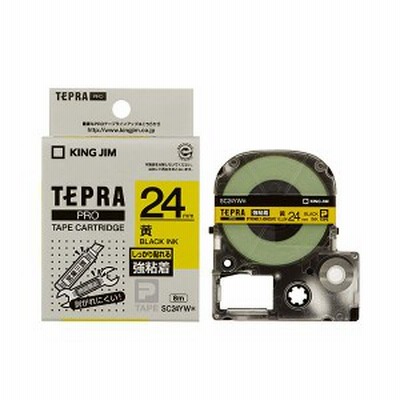 （まとめ） キングジム テプラ PRO テープカートリッジ 強粘着 24mm 黄／黒文字 SC24YW 1個 【×4セット】（代引不可）