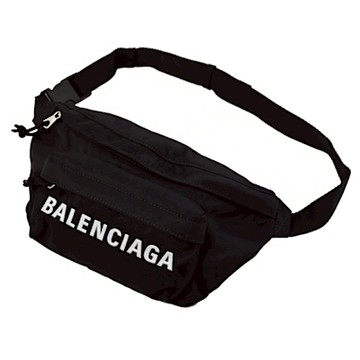BALENCIAGA 電繡品牌LOGO帆布肩斜/腰包/胸口包(黑)