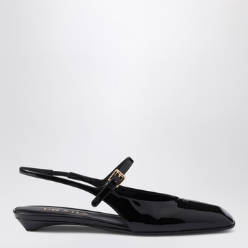 Black patent leather slingback ballerina