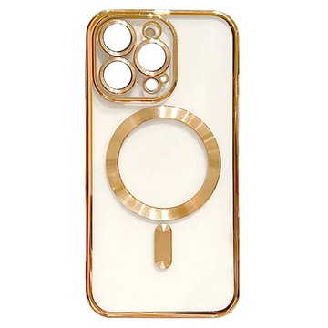 CASE.MATE 透明髮絲紋磁吸magsafe手機保護殼 輕薄設計  iphone 14 plus  金色