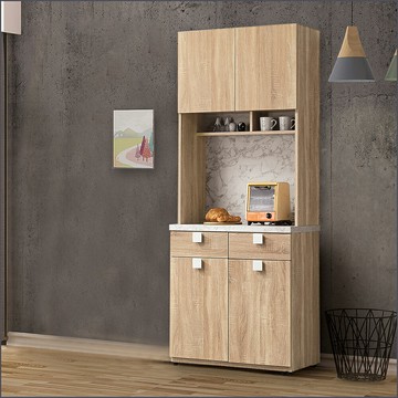 2.7尺餐櫃上+下座 櫥櫃 廚房櫃 電器櫃 電器櫃 微波爐櫃【275A8265】Leader傢居館275-8273+8273-1