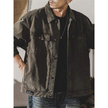 美式重磅復古夾克男秋季2025新款潮牌古著阿美咔嘰工裝外套男春秋