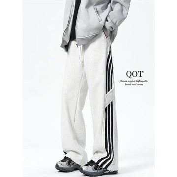 美式三條杠直筒衛褲男女秋季潮牌高街百搭加厚運動褲寬松休閑長褲
