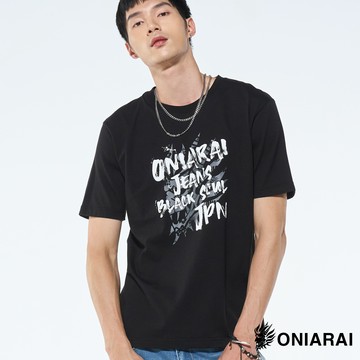 【買1送1↘滿額再折㊙】手繪文字LOGO短TEE(黑) - BLUE WAY 鬼洗い