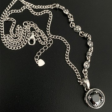 小寶s925純銀黑鉆復古毛衣項鏈女2022年新款秋冬輕奢小眾設計高級