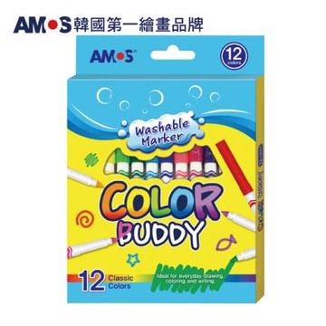 韓國AMOS 12色細款可水洗彩色筆