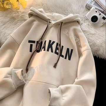 新款💖長袖帽t 韓版美式復古2022新款大學T刷毛連帽外套女ins潮長袖上衣男情侶裝秋裝長袖短版上衣 美式復古 連帽外