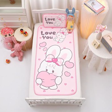 新款兒童牛奶絲涼席兩件套幼兒園寶寶午睡席可折疊機洗透氣冰絲席