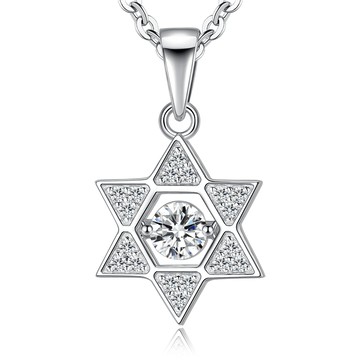 星星．純銀項鍊｜閃亮六芒星．跳舞石．客製刻字