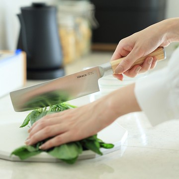 日本ideaco 木質風握柄鉬釩鋼切菜刀(165mm)-多色可選